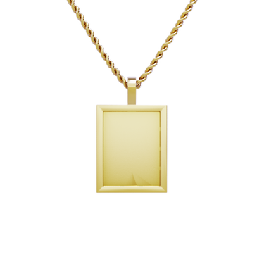 14k Yellow Gold Medium Rectangle Shaped Memory Charm Pendant